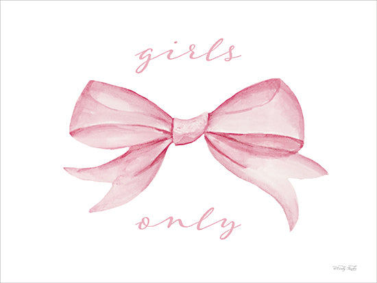 Cindy Jacobs CIN4594 - CIN4594 - Bow Collection - Girls Only    - 16x12 pink bow, girls only, watercolor ribbon, feminine design, girly art, pastel decor, motivational print, soft tones, children's decor, positive affirmation from Penny Lane