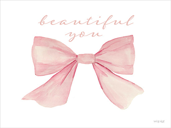 Cindy Jacobs CIN4598 - CIN4598 - Bow Collection - Beautiful You  - 16x12 pink bow, beautiful you quote, watercolor bow, self-love art, girly decor, feminine design, motivational print, pastel tones, affirmation quote from Penny Lane