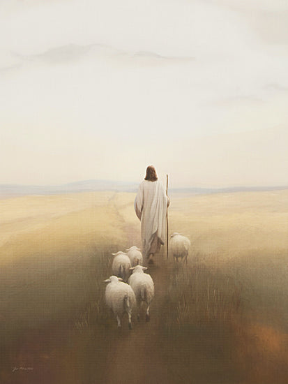 Jo Moulton JO321 - JO321 - In His Footsteps - 12x16 flying birds, abstract horizon, muted tones, cloudy sky, textured canvas, mixed media, avian silhouettes, moody atmosphere, watercolor effect, over water from Penny Lane