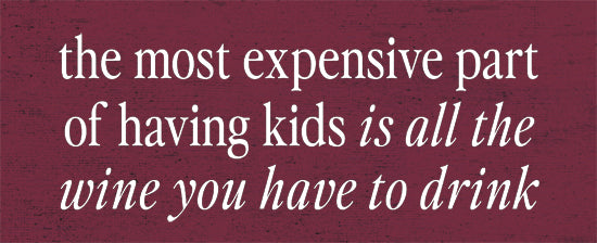 lettered & lined LET1065 - LET1065 - Having Kids - 20x8 parenting humor, expensive kids, wine joke, purple background, sarcastic quote, lifestyle humor from Penny Lane