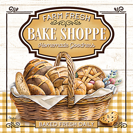 Mollie B. MOL2928 - MOL2928 - Farm Fresh Bake Shoppe - 12x12 Farmhouse bakery sign, baked bread basket, kitchen decor, rustic gingham, handmade food art, vintage sign from Penny Lane