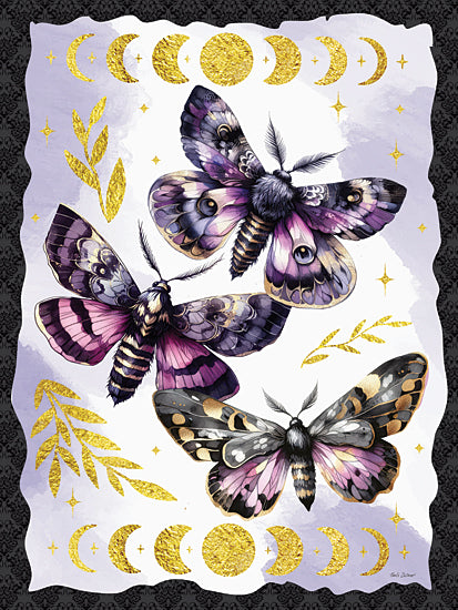 Nicole DeCamp ND969 - ND969 - Mystic Butterflies - 12x16 moths in flight, golden moon phases, cosmic butterflies, dreamy illustration, starry sky, magical insects from Penny Lane