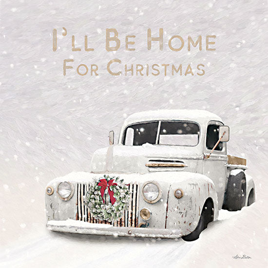Lori Deiter LD2788 - LD2788 - I'll Be Home for Christmas - 12x12 Christmas, Holidays, Wreath, Truck, White Truck, I'll Be Home for Christmas, Typography, Signs, Textual Art, Winter, Farmhouse/Country, Vintage from Penny Lane