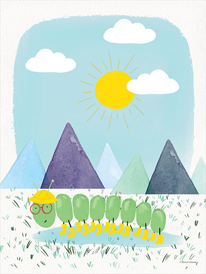 Rachel Nieman RN409 - RN409 - Caterpillar Adventure 3 - 12x16 Caterpillar, Landscape, Mountains, Whimsical, Sun, Baby, Children from Penny Lane