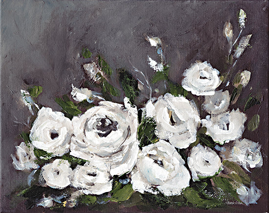 Amanda Hilburn AH171 - AH171 - A Light in the Dark - 16x12 Flowers, White Flowers, Roses, Leaves, Bouquet, Abstract, Black Background from Penny Lane