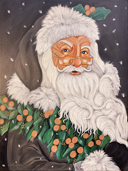 Ashley Justice AJ178 - AJ178 - Santa Portrait - 12x16 Christmas, Holidays, Santa Claus, Wreath, Evergreen Wreath, Berries, Santa Portrait, Winter, Snow from Penny Lane