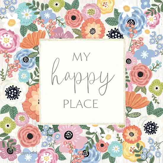 Annie LaPoint ALP2501 - ALP2501 - My Happy Place - 12x12 Inspirational, My Happy Place, Typography, Signs, Textual Art, Flowers, Folk Art Flowers from Penny Lane