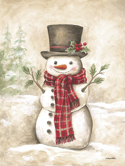 Diane Kater ART1377 - ART1377 - Vintage Snowman I - 12x16 Winter, Snowman, Top Hat, Scarf, Holly, Berries, Trees, Vintage, Old Fashioned from Penny Lane