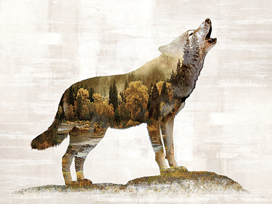 Amber Sterling AS184 - AS184 - Landscape Wolf Fusion - 16x12 Wildlife, Wolf, Howling Wolf, Landscape, Trees, Sideview, Fusion, Neutral Palette from Penny Lane