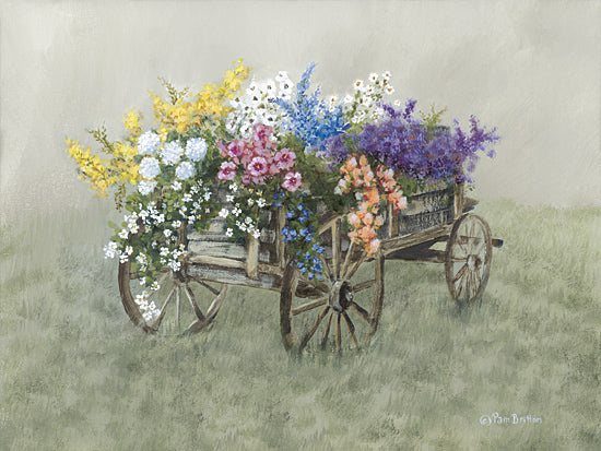 Pam Britton BR625 - BR625 - Farm Wagon Blooms    - 16x12 Flowers, Farm Wagon, Spring Flowers, Field, Farm, Spring from Penny Lane