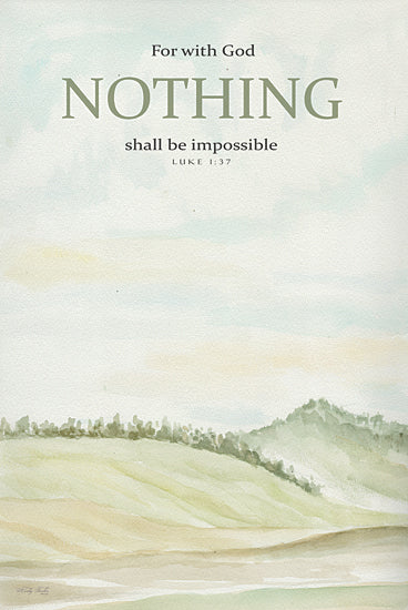 Cindy Jacobs CIN4160 - CIN4160 - Nothing Shall Be Impossible - 12x18 Religious, For with God Nothing Shall be Impossible, Luke, Bible Verse, Typography, Signs, Textual Art, Landscape, Trees, Hills from Penny Lane