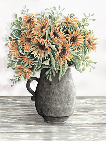 Cindy Jacobs CIN4244 - CIN4244 - Fall Floral Bouquet II - 12x16 Flowers, Fall Flowers, Fall, Orange Flowers, Bouquet, Pitcher, Farmhouse/Country from Penny Lane
