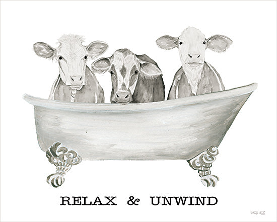 Cindy Jacobs CIN4317 - CIN4317 - Cows in the Tub - 16x12 Bath, Bathroom, Bathtub, Whimsical, Cows, Three Cows, Relax & Unwind, Typography, Signs, Textual Art, Sketch, Drawing Print, Farmhouse/Country from Penny Lane