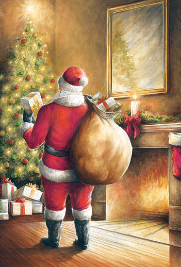 Dogwood Portfolio DOG299 - DOG299 - Santa Christmas Dreams - 12x18 Christmas, Holidays, Santa Claus, Christmas Tree, Room, Presents, Fireplace, Mirror, Mantle, Candle, Greenery, Santa's Sack from Penny Lane