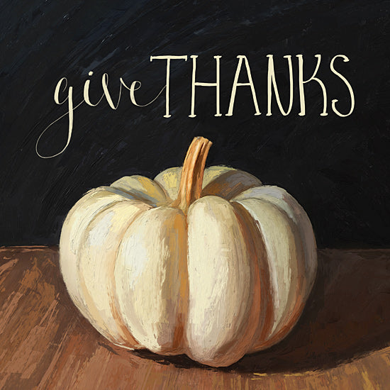 Dogwood Portfolio DOG314 - DOG314 - Give Thanks - 12x12 Fall, Thanksgiving, Inspirational, Give Thanks, Typography, Signs, Textual Art, Pumpkin, White Pumpkin, Black Background from Penny Lane