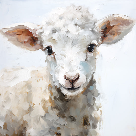 Heidi Kuntz HK322 - HK322 - Willow   - 12x12 Lamb, Brush Strokes, White Lamb, Portrait, Farm Animal from Penny Lane