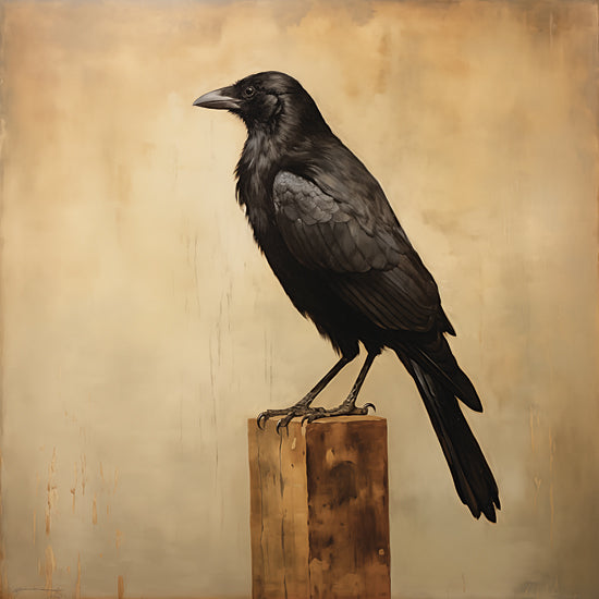 Heidi Kuntz HK331 - HK331 - The Crow   - 12x12 Crow, Black Crow, Post, Sideview from Penny Lane