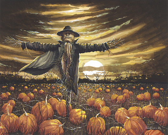 John Rossini JR435 - JR435 - Arise! Great Pumpkin - 16x12 Halloween, Fall, Scarecrow, Scary Scarecrow, Pumpkins, Pumpkin Field, Farm, Night, Moon, Landscape from Penny Lane