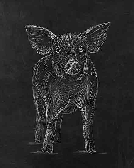 Kamdon Kreations KAM940 - KAM940 - Farm to Walls Pig - 12x16 Pig, Farm Animal, Sketch, Drawing Print, Black & White from Penny Lane