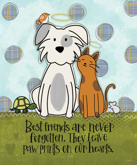 Lisa Larson LAR642 - LAR642 - Best Friends - 12x16 Pets, Dog, Cat, Inspirational, Best Friends are Never Forgotten, Typography, Signs, Textual Art, Turtle, Mouse, Bird, Polka Dots from Penny Lane