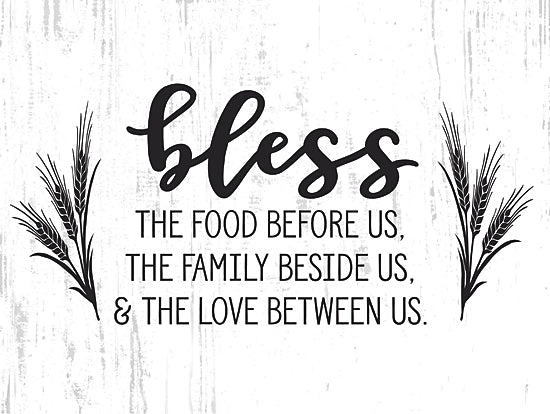 lettered & lined LET1147 - LET1147 - Bless the Food Before Us - 16x12 Kitchen, Bless the Food Before Us, the Family Beside Us & the Love Between Us, Typography, Signs, Textual Art, Wheat, Black & White from Penny Lane