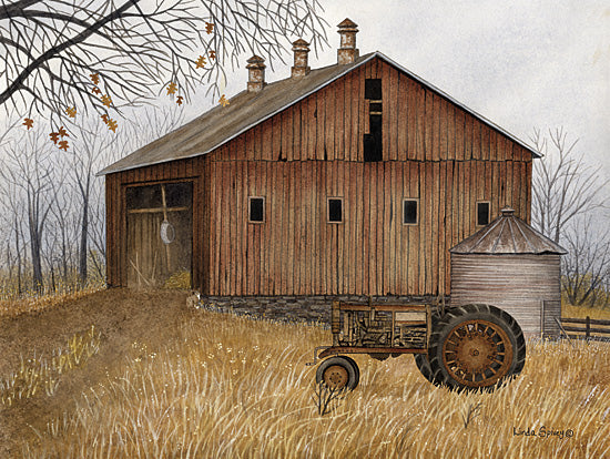 Linda Spivey LS1912 - LS1912 - Grandpa's Tractor - 16x12 Farm, Barn, Tractor, Silo, Fall, Fields, Silo, Landscape, Trees, Folk Art, Country from Penny Lane
