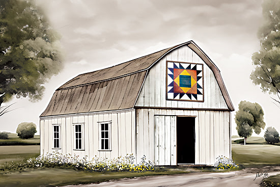 Marla Rae MAZ5996 - MAZ5996 - Quaint Barn - 18x12 Barn, White Barn, Farm, Barn Quilt, Road, Trees, Flowers, Wildflowers, Landscape from Penny Lane