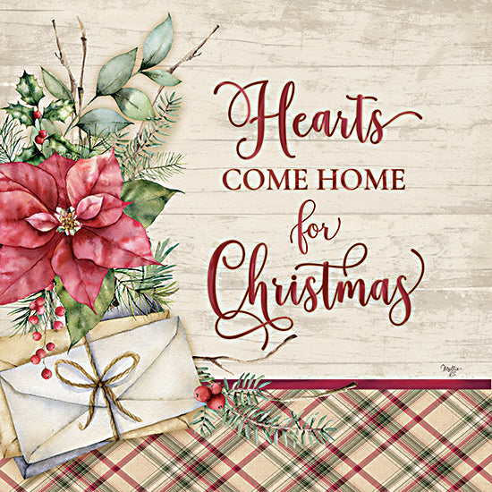 Mollie B. MOL2578 - MOL2578 - Hearts Come Home for Christmas - 12x12 Christmas, Holidays, Christmas Flower, Poinsettia, Red Poinsettia, Holly, Berries, Greenery, Letters, Inspirational, Hearts Come Home for Christmas, Typography, Signs, Textual Art, Winter from Penny Lane