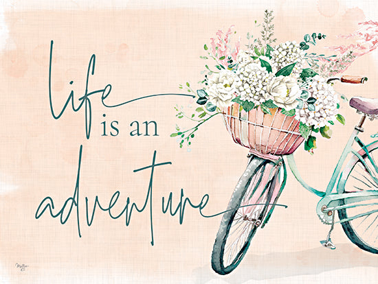 Mollie B. MOL2616 - MOL2616 - Life is an Adventure - 16x12 Inspirational, Life is an Adventure, Typography, Signs, Textual Art, Bicycle, Bike, Flowers, Flower Basket, Spring Flowers, Spring from Penny Lane