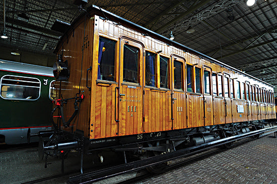 Martin Podt MPP1102 - MPP1102 - Train III  - 18x12 Photography, Train, Tracks, Yellow Train, Wood Paneled Train, Train Station from Penny Lane