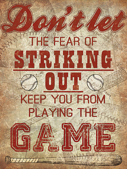 Masey St. Studios MS237 - MS237 - Striking Out - 12x16 Baseball, Sports, Bats, Baseballs, Don't Let the Fear of Striking Out Keep You From Playing the Game, Typography, Signs, Textual Art, Children from Penny Lane