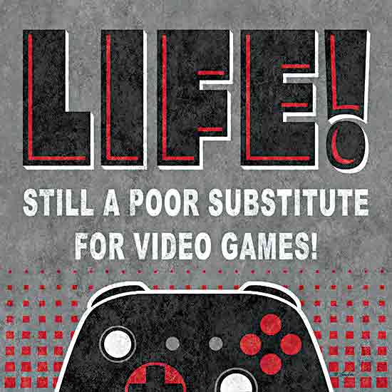 Lauren Rader RAD1433 - RAD1433 - Poor Substitute - 12x12 Video Games, Games, Gamers, Controller, Humor, Life! Still a Poor Substitute for Video Games!, Typography, Signs, Textual Art, Children, Masculine from Penny Lane