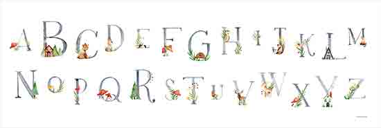 Rachel Nieman RN623A - RN623A - Woodland Alphabet - 36x12 Typography, Signs, Textual Art, Alphabet, Woodland Animals, Animals, Greenery, Flowers, Mushrooms from Penny Lane