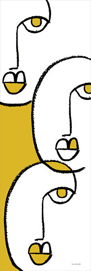 Yass Naffas Designs YND449 - YND449 - Identified - 6x18 Abstract, Contemporary, Woman's Faces, Three Faces, Eye, Nose, Lips, White, Gold from Penny Lane