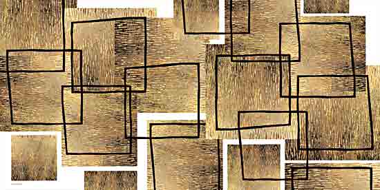Yass Naffas Designs YND480 - YND480 - Connected - 18x9 Abstract, Squares, Black Lines, Gold, Contemporary, Connected from Penny Lane