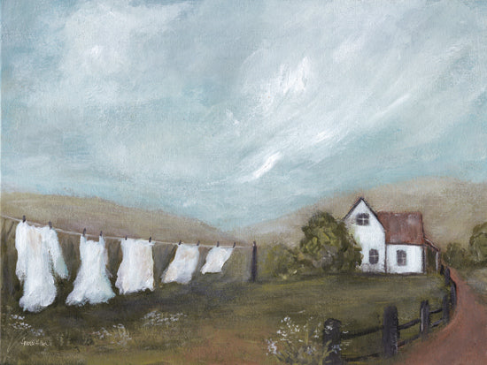Amanda Hilburn AH204 - AH204 - The Little Farmhouse - 16x12 country landscape, clothesline, farmhouse, rural scene from Penny Lane