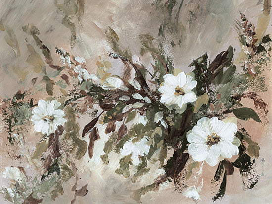 Amanda Hilburn AH225 - AH225 - Summer in the Garden II - 16x12 white flowers, expressive brush strokes, neutral palette, abstract floral painting, modern decor from Penny Lane