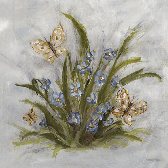 Amanda Hilburn AH241 - AH241 - Butterflies in the Afternoon - 12x12 blue flowers, butterflies, spring floral, airy brushwork from Penny Lane