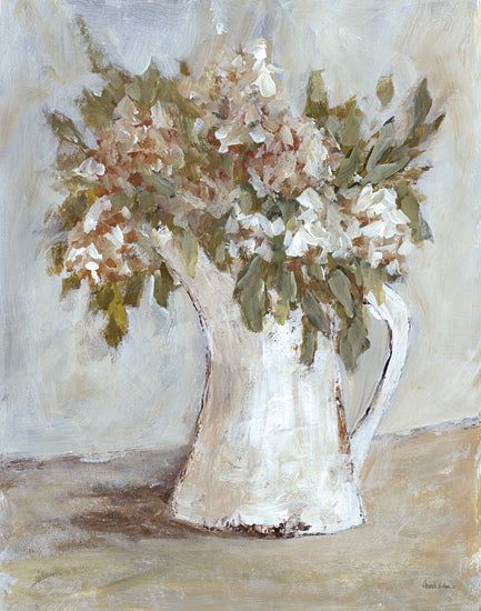 Amanda Hilburn AH250 - AH250 - Farmhouse Hydrangeas - 12x16 soft bouquet in pitcher, vintage floral, muted earth tones from Penny Lane