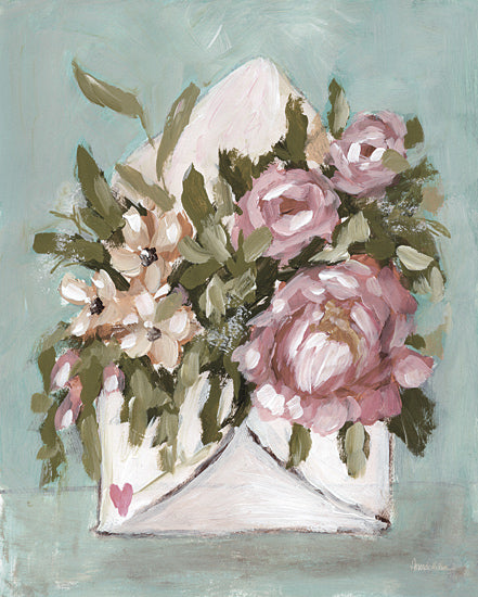 Amanda Hilburn AH258 - AH258 - Love Letter III - 12x16 envelope bouquet, romantic flowers, soft pastel floral from Penny Lane