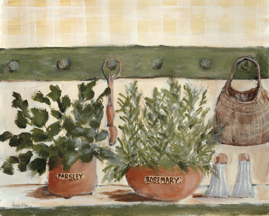 Amanda Hilburn AH292 - AH292 - Kitchen Herbs - 16x12 parsley rosemary plants, kitchen herbs, rustic shelf decor from Penny Lane