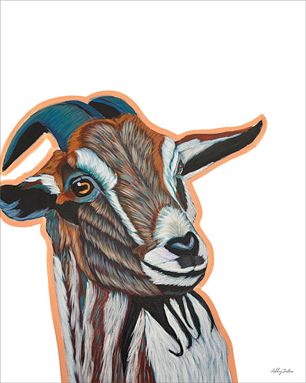 Ashley Justice AJ248 - AJ248 - Jimmy Goat - 12x16 goat portrait, colorful brush strokes, vibrant animal painting, farm decor, expressive art, modern animal portrait from Penny Lane