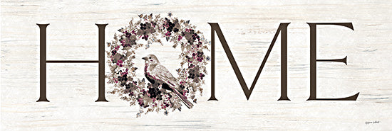 Annie LaPoint ALP2610 - ALP2610 - Home Bird Wreath Sign - 36x12 home sign, floral bird wreath, rustic decor, nature themed typography, bird wall art, countryside charm, cottagecore aesthetic from Penny Lane
