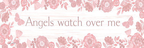 Annie LaPoint ALP2671 - ALP2671 - Angels Watch Over Me - 18x6  angels watch over me, inspirational typography, floral border, feminine decor, faith based art, soft pink palette from Penny Lane