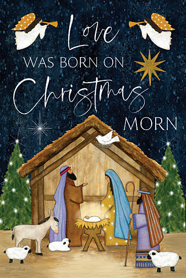 Annie LaPoint ALP2702 - ALP2702 - On Christmas Morn - 12x18 Christmas, Holidays, Religious, Nativity, Holy Family, Joseph, Mary, Jesus, King, Sheep, Horse, Trees, Angels, Love was Born on Christmas Morn, Typography, Signs, Textual Art, Stars from Penny Lane