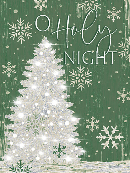 Annie LaPoint ALP2705 - ALP2705 - O Holy Night Christmas Tree - 12x16 Christmas, Holidays, Christmas Tree, O Holy Night, Typography, Signs, Textual Art, Christmas Music, Winter, Snowflakes, Green & White from Penny Lane