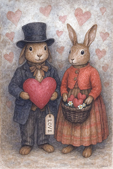 Anthony Smith ANT289 - ANT289 - Hoppy Every After - 12x18 rabbit gardener, wheelbarrow, straw, broom, lavender, yellow roses, flower pots, rustic wood backdrop, cottage garden, whimsical bunny, watercolor folk art, spring flowers from Penny Lane