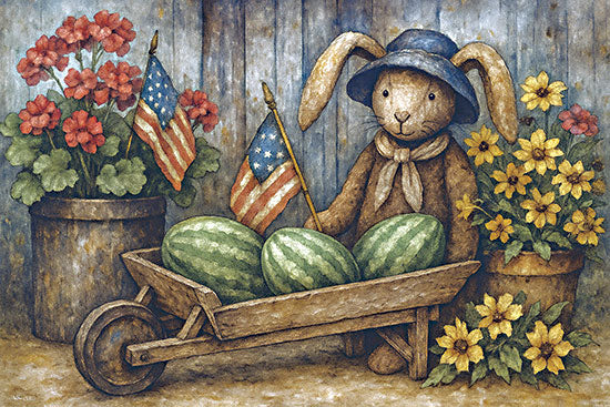 Anthony Smith ANT295 - ANT295 - Summer's Sweet Salute - 18x12 tulip field, pink tulips, white tulips, spring landscape, blue barn, countryside, trees, farmhouse, floral landscape, watercolor, pastoral scenery from Penny Lane