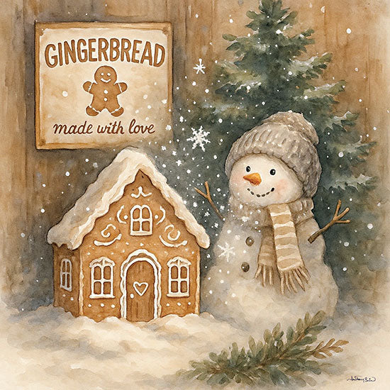Anthony Smith ANT305 - ANT305 - Gingerbread Made with Love - 12x12 gingerbread house, snowman, christmas decor from Penny Lane