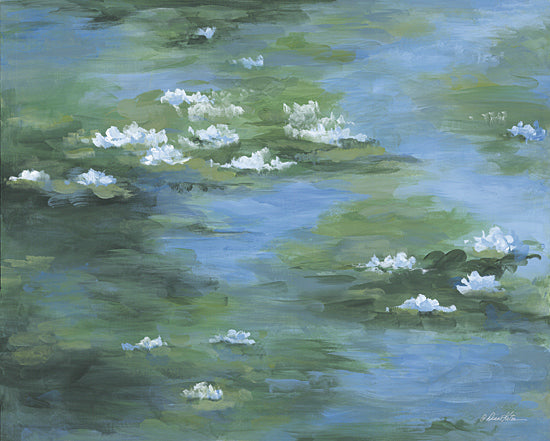 Diane Kater ART1398 - ART1398 - Lily Pad Lullaby - 16x12 abstract water, green blue tones, lily pad effect, fluid paint, calming texture from Penny Lane